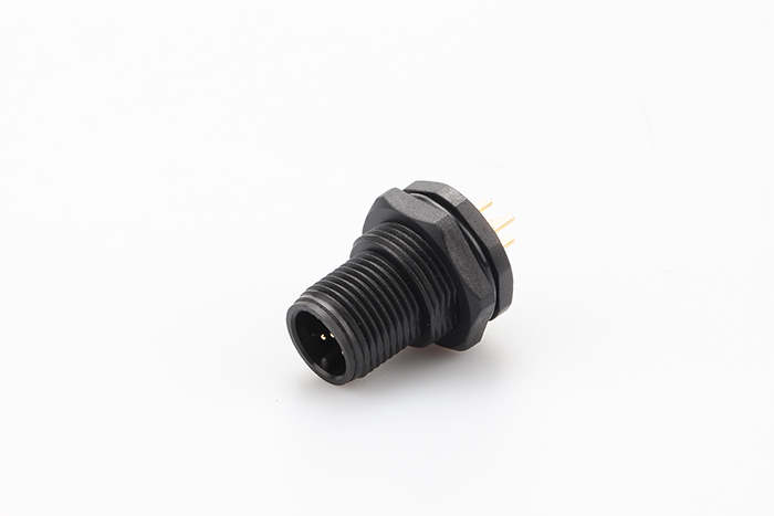 M12法蘭板前式PCB板接塑料公航空插座